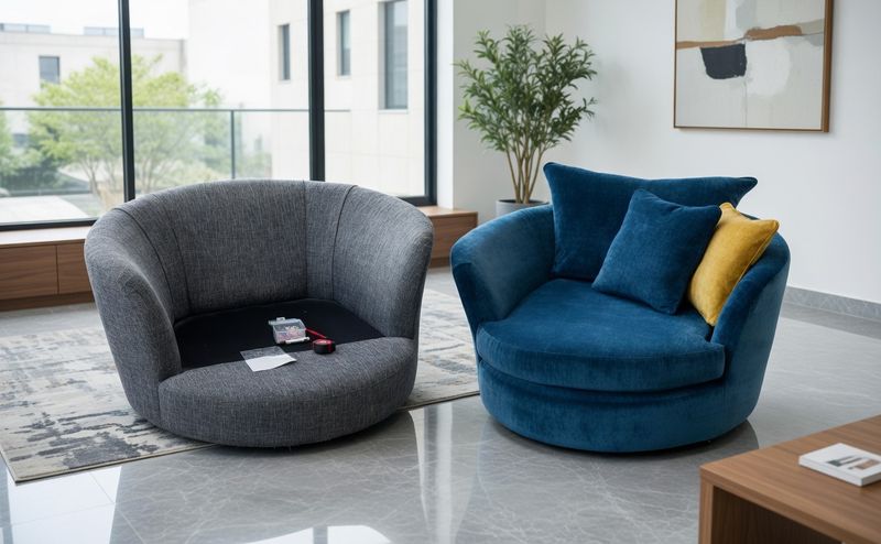 Contemporary swivel chairs in grey and teal covers