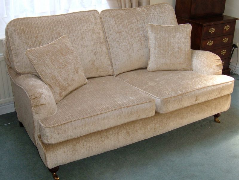 Multiyork sofa with a tailored cream damask loose cover